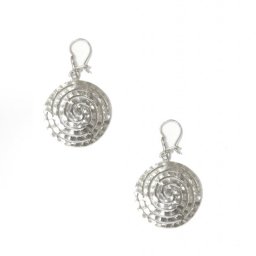 Greek spiral silver drop - dangle hammered earrings 1